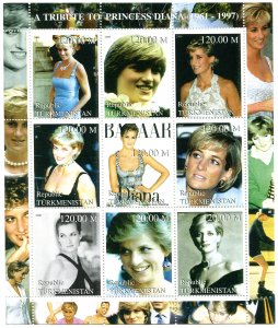 Turkmenistan 2000 PRINCESS DIANA Sheet Perforated Mint (NH)VF