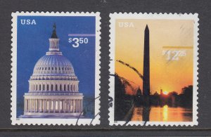 US Sc 3472-3473 used. 2001 $3.50 Priority, $12.25 Express Mail issues, fresh, VF