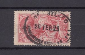 GB KGV 1915 5/- Bright Carmine Seahorse DLR SG409 Fine Used BP611