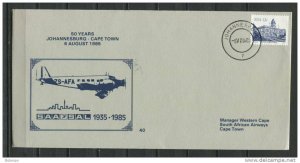 South Africa 1985 Cover Special cancel SAASAL Airways Service
