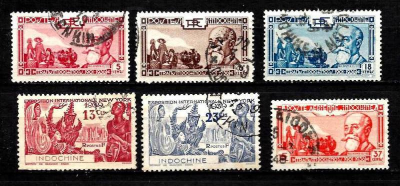 French Indochine  year 1938 Scott #200-202, 203-204 & C18