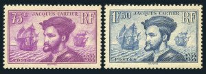 France 296-297,MNH.Michel 292-293. Jacques Cartier.Discovery of Canada,400,1934.