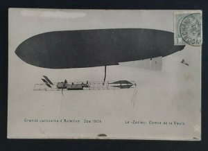 1909 Cierreux Belgium Zodiac Dirigible Zeppelin Real Picture Postcard Cover