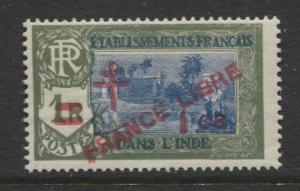 French India - Scott 198 -Overprint France Libre -1943- MLH-Single  1ca Stamp