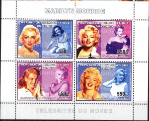 Congo 2006 Cinema Actors Marilyn Monroe Sheet MNH**