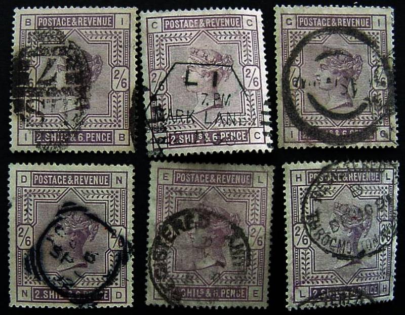 Great Britain, Scott 96, Used, 6 diff plate positions