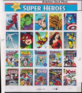 BOBPLATES #4159 Marvel Super Heroes Sheet of 20 VF NH SCV=$20