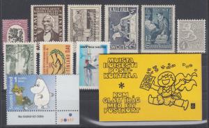 Finland Sc 150/1218 MLH./MNH. 1928-2004 issues, 10 singles + Intact Booklet