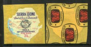 Sierra Leone 1964 3sh 6p Worlds Fair Map Odd Shaped Adhesive Sc C18 MNH # 0607