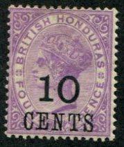British Honduras SC# 30 (SG#40) Victoria, 10 CENTS on 4d, MH