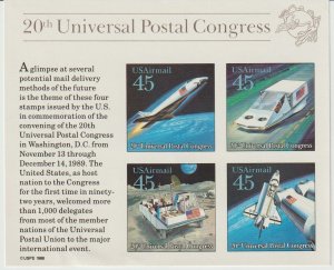 U.S.  Scott# C126 1989 20th Universal Postal Congress MNH S/S