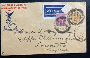 1929 Karachi India First Flight Airmail cover FFC To London England Stephen Smit