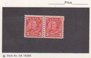 Canada Scott #183 Mint Light Hinged 1931 PAIR 3c  King George V Arch Leaf Coil