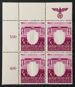 GERMANY THIRD 3rd REICH 1943 POLAND OCC. GENERAL GOVERNMENT NSDAP BLOCK MNH