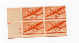 US C31 50¢ air mail MNH plate block