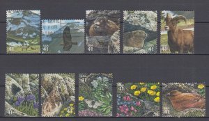 USA 2007 Scott #4198 41c Alpine Tundra Full Set of 10 Used (out of paper&gum)