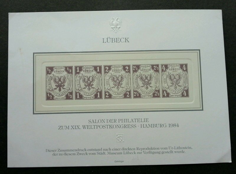 Germany Lubeck Philately Hamburg 1984 (souvenir sheet) MNH *reproduction *c scan