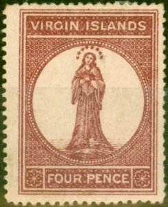 Virgin Islands 1867 4d Lake Red SG15 Fine Mtd Mint 