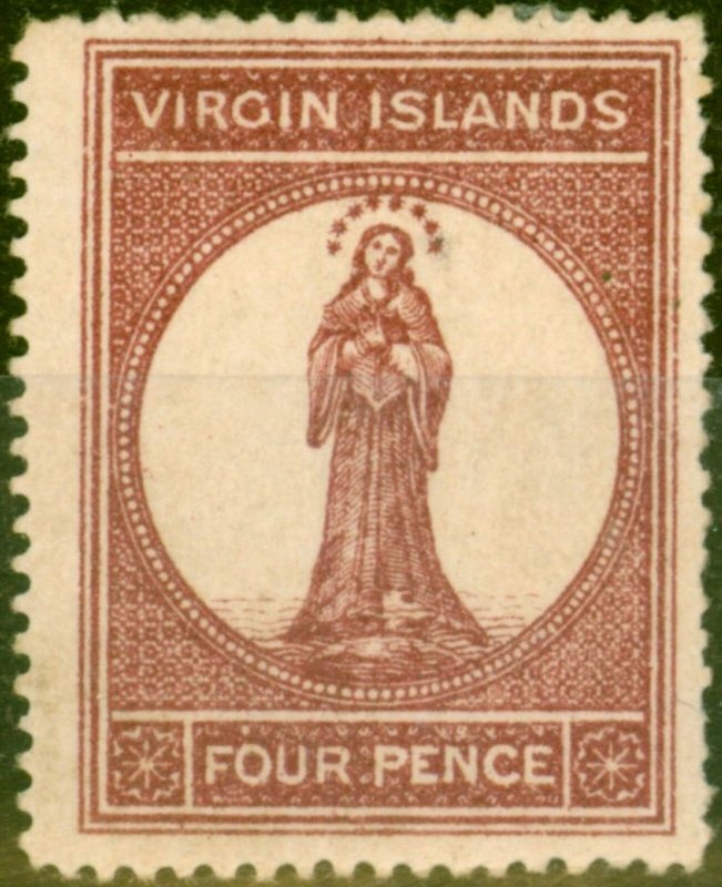 Virgin Islands 1867 4d Lake Red SG15 Fine Mtd Mint 