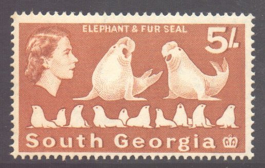 South Georgia Falkland Is Scott 13 - SG13, 1963 Elizabeth II 5/- MNH**