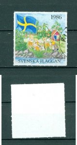 Sweden 1986 Poster Stamp.Cancel, National Day June 6.Swedish Flag.Children,House
