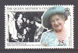 Falkland Is South Georgia SG289, 1999 Queen Mother's Birthday 25p MNH**