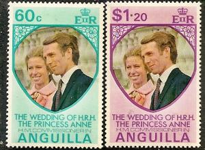 Anguilla 179-80 Mint OG 1973 Princess Anne's Wedding