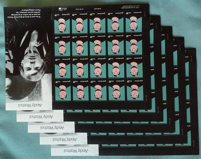 USPS Andy Warhol 37 Cents Stamp Sheet - Scott 3652, Sheet Of 20