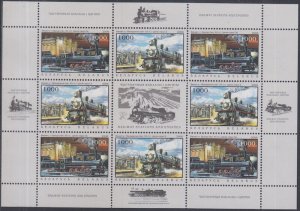 BELARUS Sc# 600a CPL MNH MINI SHEETS of 2 SETS of 4 - LOCOMOTIVES