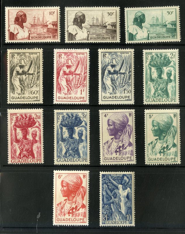 GUADELOUPE 189-201 MNH SHORT SET P.O. FRESH SCV $14.45 BIN $9.00