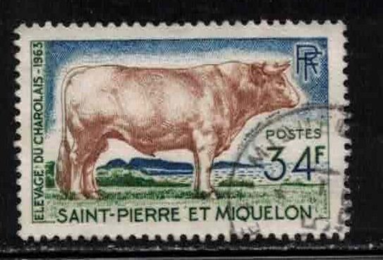 ST PIERRE & MIQUELON Scott # 373 Used 1 - Charolais Bull