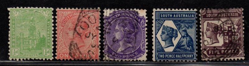 $So. Australia Sc#132-136 used+M/H/F-VF, complete set, 132 135 mint, Cv. $27.75