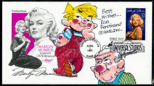 US Stamps Marylin Monroe 32c FDC with Original Dennis Menace Art Ron Ferdinand