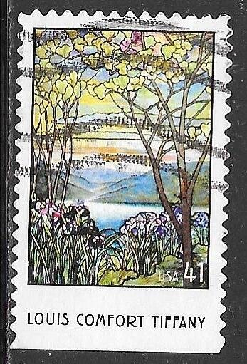 USA 4165: 41c Louis Comfort Tiffany, Magnolias and Irises, single, VF, Used