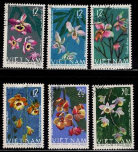 North Viet Nam Scott 406-411 Used CTO Orchid Flower set Michel 425-430