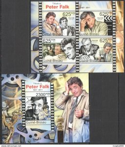 2011 Guinea-Bissau Cinema Actor Tribute Peter Falk 1Bl+1Kb ** Bc626