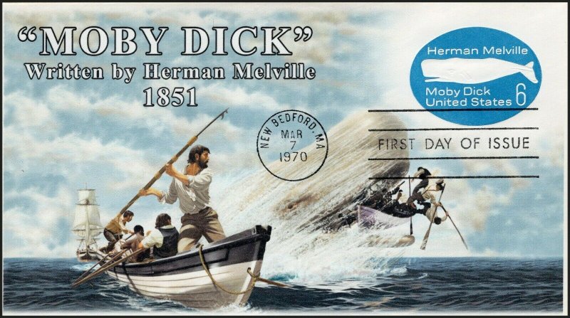 AO-U554-2, 1970, Moby Dick, First Day Cover, Add-on Cachet, 6 cent, postal