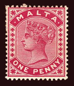 MALTA Scott #9 (SG 22) 1885 QV unused HR paper adhesion and soiling