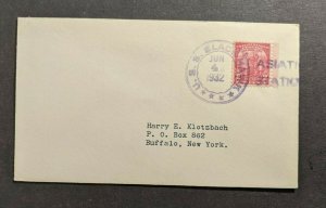 1932 USS Black Hawk Navy Cover to Buffalo New York Asiatic Station Cancel