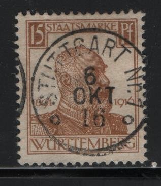 Wurttemberg, O139,  USED, 1916 King Wilhelm II