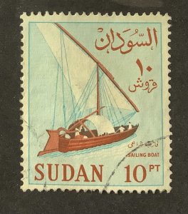Sudan 1962-75 Scott 156 used - 10pia, Sailing boat