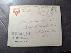 1918 USA YMCA WWI Cover and Postcard APO to Chicago IL USA Mailed Post WWI