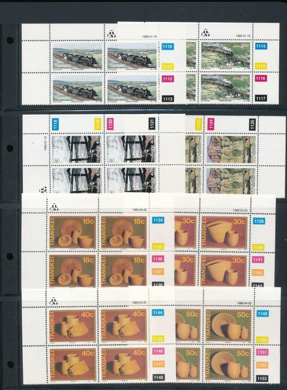 Transkei 1989/90 MNH Blocks Trains Medicine (84 stamps)  KS1992