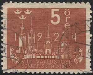 SWEDEN  1924 Scott 197 5o UPU Used VF, Stockholm Buildings