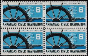 US 1358 Arkansas River Navigation 6c block (4 stamps) MNH 1968