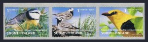 Finland 1158 ac strip, MNH. Bird 2001. Parus caeruleus, Motacilla alba, Oriolus.