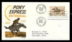 #1154 Pony Express FDC (Cachet craft)