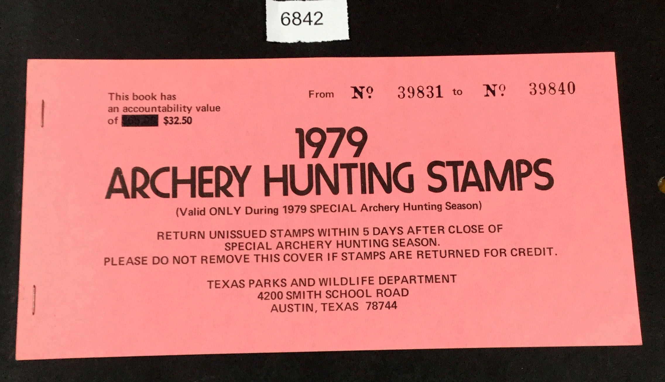 US Stamps 1979 Archery Hunting Stamps Booklet LOT 6842 United States