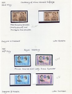 1981 Isle Of Man Womens Suffrage and Royal Wedding Set Unmounted Mint & Used 