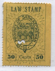 Saskatchewan 1907 Law stamp 2nd printing 50 cents used